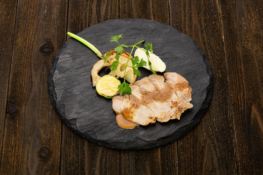 オイスタークリームソース ポークソテー焼き野菜添え